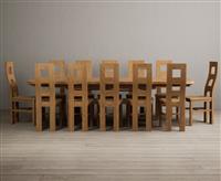 Extending Olympia 180cm Solid Oak Dining Table with 8 Light Grey Natural Chairs