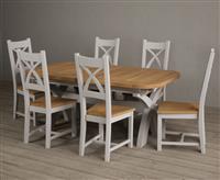 Extending Olympia 180cm Oak and Signal White Painted Dining Table with 6 Chairs
