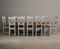 Extending Olympia 180cm Oak and Signal White Painted Dining Table with 10 Chairs
