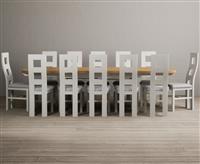 Extending Olympia 180cm Oak and Signal White Painted Dining Table with 6 Chairs