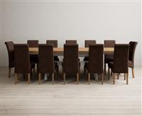 Extending Olympia 180cm Oak and Signal White Painted Dining Table with 8 Blue Scroll Back Chairs