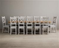 Extending Olympia 180cm Oak and Soft White Painted Dining Table with 8 Chairs