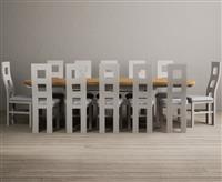 Extending Olympia 180cm Oak and Soft White Painted Dining Table with 10 Chairs