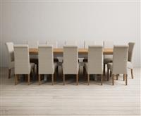 Extending Olympia 180cm Oak and Soft White Painted Dining Table with 8 Charcoal Grey Scroll Back Chairs