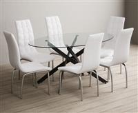 Bernini 165cm Black Leg Oval Glass Dining Table with 8 Black Enzo Chairs