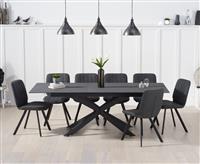 Extending Boston 180cm Grey Stone Dining Table with 8 Grey Hendrick Chairs
