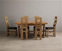 Extending Buckley 160cm Solid Oak Dining Table with 6 Cream Natural Solid Oak Chairs