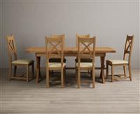 Extending Buckley 200cm Solid Oak Dining Table with 10 Black Natural Solid Oak Chairs