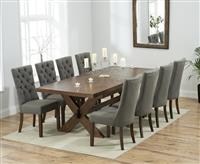 Extending Buckley 200cm Dark Oak Dining Table with 6 Grey Francois Chairs