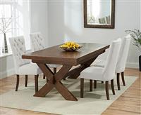 Extending Buckley 200cm Dark Oak Dining Table with 10 Natural Francois Chairs