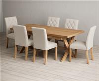 Extending Buckley 200cm Solid Oak Dining Table with 6 Grey Isabella Chairs