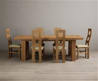 Extending Callington 230cm Oak Dining Table with 6 Black Natural Solid Oak Chairs