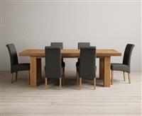 Extending Callington 230cm Oak Dining Table with 8 Grey Scroll Back Chairs