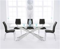 Canova 200cm Glass Dining Table with 8 Grey Marco Chairs