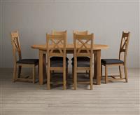 Extending Caversham Oak Oval Dining Table with 8 Light Grey Natural Solid Oak Chairs