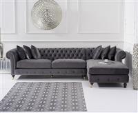 Chiswick Extra Large Dark Grey Velvet Right Facing Chesterfield Corner Chaise Sofa