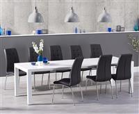 Extending Cleveland White High Gloss Dining Table with 6 White Enzo Chairs
