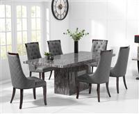 Crema 160cm Grey Marble Dining Table with 4 Grey Francesca Chairs