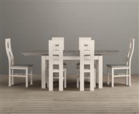 Extending Dartmouth 140cm Oak and Soft White Painted Dining Table with 6 Oak Painted Chairs