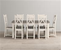 Extending Dartmouth 180cm Oak and Soft White Painted Dining Table with 6 Oak Painted Chairs