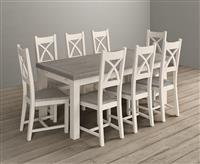 Extending Dartmouth 180cm Oak and Soft White Painted Dining Table with 6 Grey Painted Chairs