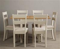 Extending Hadleigh Oak and Cream Painted Dining Table with 4 Oak Kendal Chairs