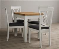 Hadleigh Oak and Signal White Painted Extending Dining Table with 6 Sky Blue Hertford Chairs