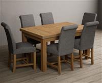 Extending Buxton 140cm Solid Oak Dining Table with 8 Natural Scroll Back Chairs