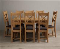 Extending Buxton 140cm Solid Oak Dining Table with 6 Charcoal Grey Natural Solid Oak Chairs