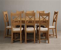 Extending Buxton 140cm Solid Oak Dining Table with 8 Charcoal Grey Natural Solid Oak Chairs