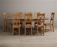 Extending Buxton 140cm Solid Oak Dining Table with 6 Linen Natural Solid Oak Chairs