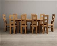 Extending Buxton 140cm Solid Oak Dining Table with 6 Linen Natural Chairs