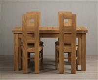 Extending Buxton 140cm Solid Oak Dining Table with 6 Oak Natural Chairs