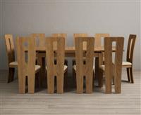 Extending Buxton 140cm Solid Oak Dining Table with 6 Cream Lucca Chairs