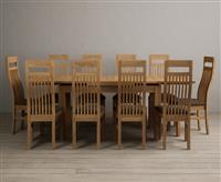 Extending Buxton 140cm Solid Oak Dining Table with 6 Cream Chairs