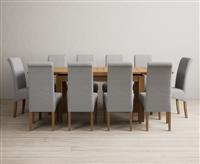 Extending Buxton 140cm Solid Oak Dining Table with 10 Chairs