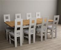 Extending Buxton 140cm Oak and Soft White Painted Dining Table with 6 Charcoal Grey Painted Chairs