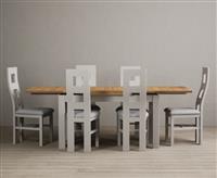 Extending Buxton 140cm Oak and Soft White Painted Dining Table with 8 Oak Painted Chairs