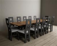 Extending Buxton 180cm Oak and Charcoal Grey Painted Dining Table with 6 Brown Painted Chairs