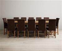 Extending Buxton 180cm Solid Oak Dining Table with 8 Charcoal Grey Scroll Back Chairs