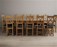 Extending Buxton 180cm Solid Oak Dining Table with 8 Cream Natural Solid Oak Chairs