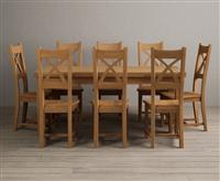 Extending Buxton 180cm Solid Oak Dining Table with 8 Charcoal Grey Natural Solid Oak Chairs