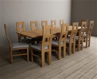 Extending Buxton 180cm Solid Oak Dining Table with 6 Brown Natural Chairs