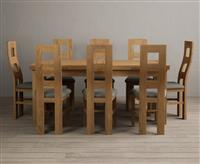 Extending Buxton 180cm Solid Oak Dining Table with 8 Black Natural Solid Oak Chairs