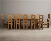 Extending Buxton 180cm Solid Oak Dining Table with 6 Blue Natural Chairs