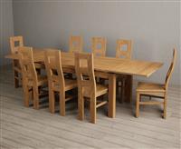 Extending Buxton 180cm Solid Oak Dining Table with 8 Oak Natural Chairs