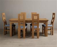 Extending Buxton 180cm Solid Oak Dining Table with 6 Charcoal Grey Natural Chairs