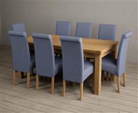 Extending Buxton 180cm Solid Oak Dining Table with 6 Brown Scroll Back Chairs