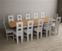 Extending Buxton 180cm Oak and Soft White Painted Dining Table with 6 Charcoal Grey Painted Chairs