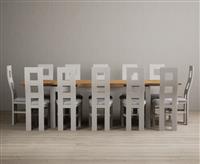Extending Buxton 180cm Oak and Soft White Painted Dining Table with 6 Oak Painted Chairs